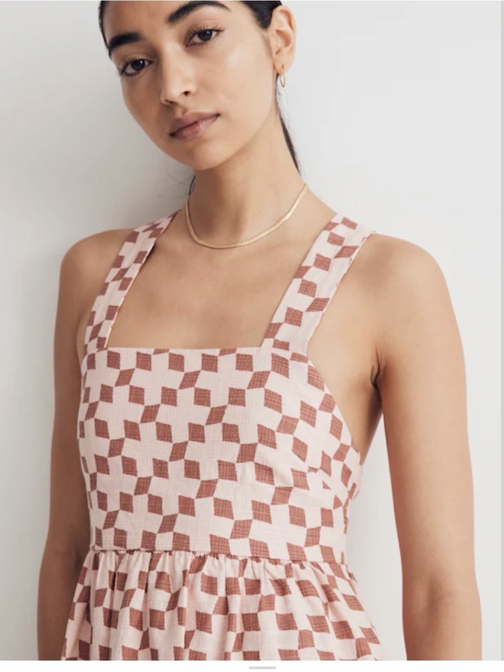 Madewell Cicely Sleeveless Tiered Midi Dress in Geo Checkerboard Size 12 - Picture 4 of 10